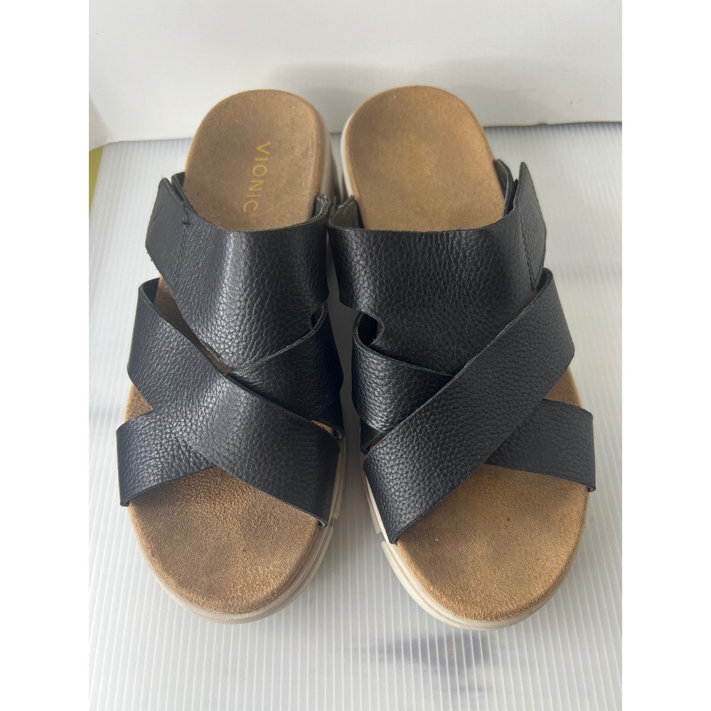 Vionic Black Strappy Slip-On Sandals - Picture 2 of 11